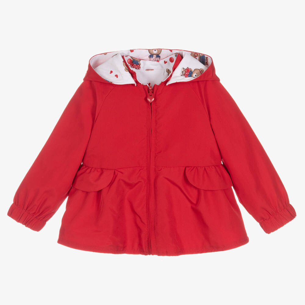Mayoral - معطف بوجهين لون أحمر وأبيض للمولودات | Childrensalon