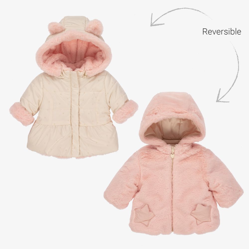 Mayoral Newborn - Baby Girls Reversible Coat | Childrensalon
