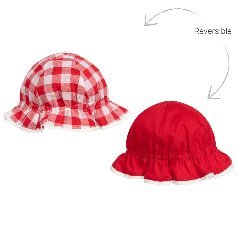 Mayoral Newborn - قبعة بوجهين قطن لون أحمر وأبيض للمولودات | Childrensalon