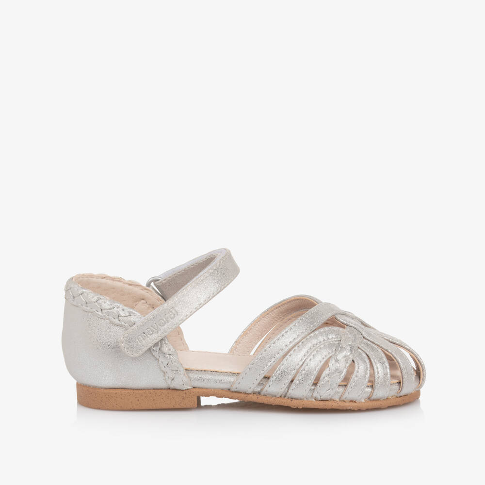 Mayoral-Baby Girls Silver Faux Leather Sandals | Childrensalon Outlet