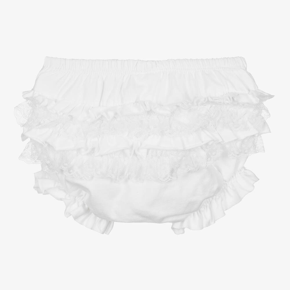 Mayoral Newborn-Baby Girls White Cotton Frilly Pants | Childrensalon Outlet
