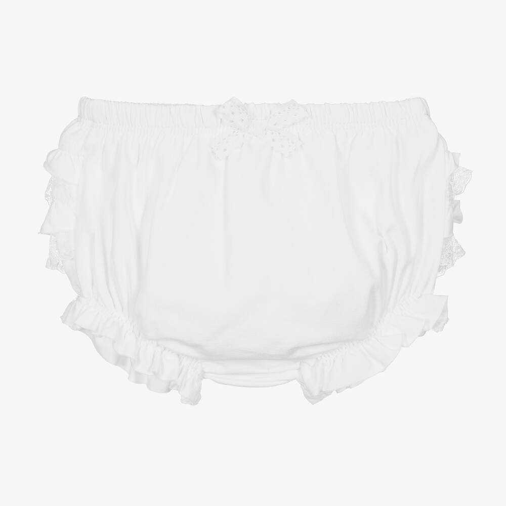 Mayoral Newborn-Baby Girls White Cotton Frilly Pants | Childrensalon Outlet