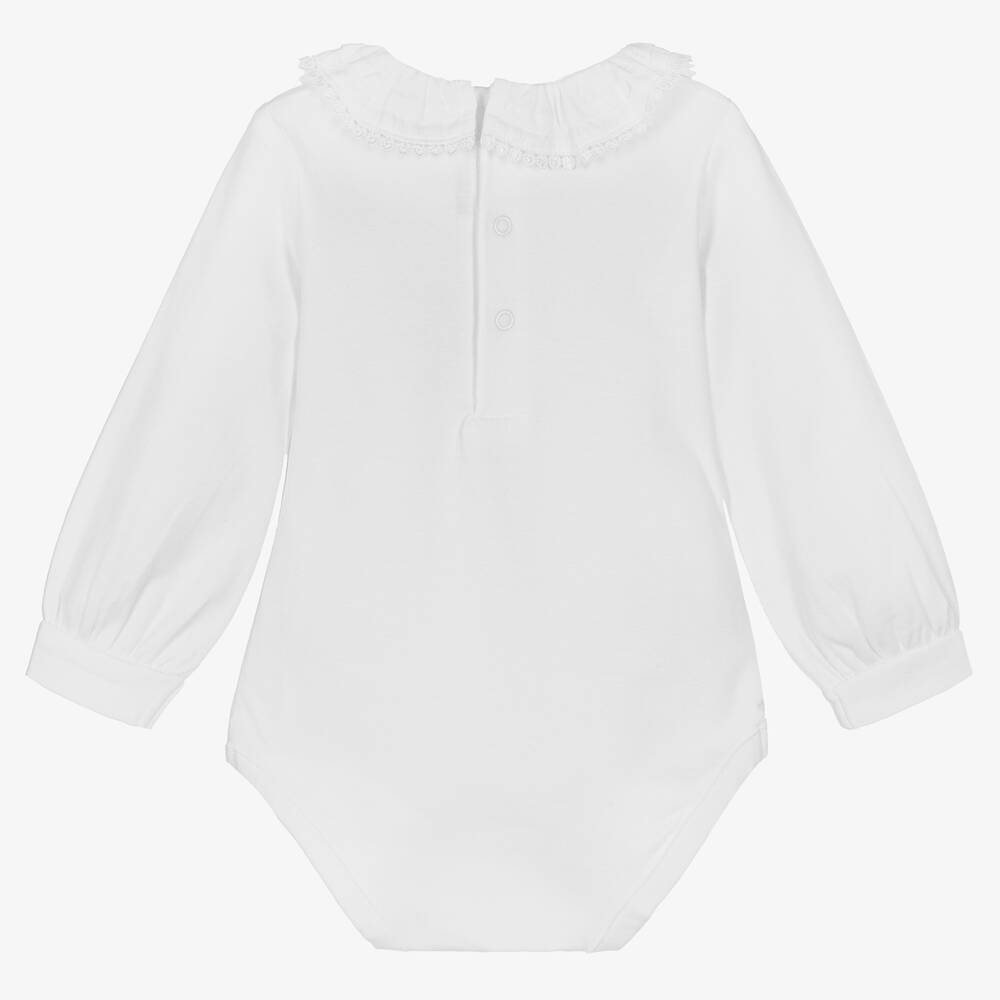 Mayoral-Baby Girls White Cotton Jersey Bodysuit | Childrensalon Outlet
