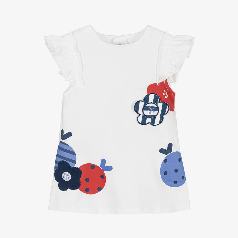 Mayoral-Baby Girls White Cotton Jersey Dress | Childrensalon Outlet