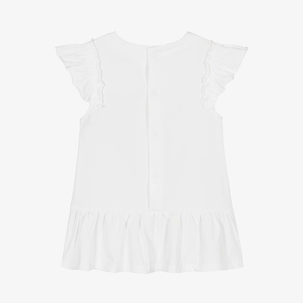 Mayoral-Baby Girls White Cotton Jersey Dress | Childrensalon Outlet