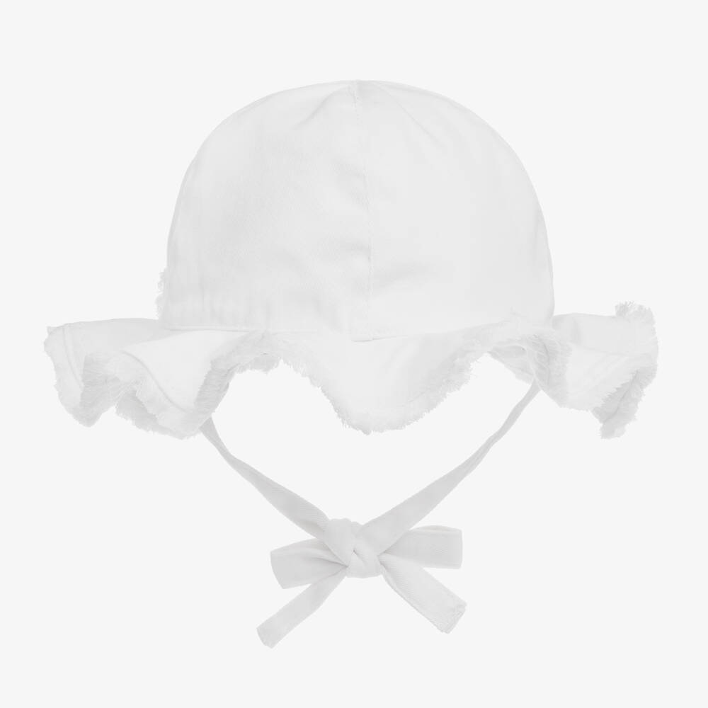 Mayoral-Baby Girls White Cotton Sun Hat | Childrensalon Outlet