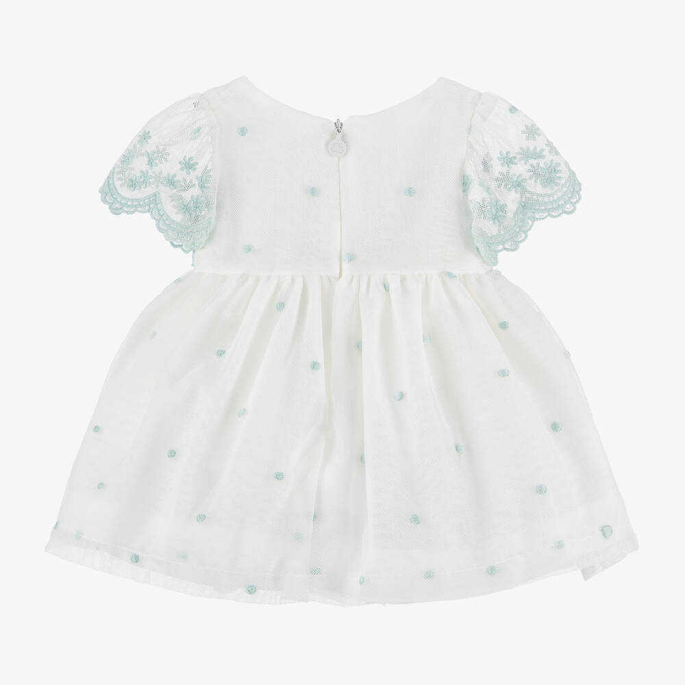 مايورال-فستان تول مطرز لون أبيض للمولودات | Childrensalon Outlet