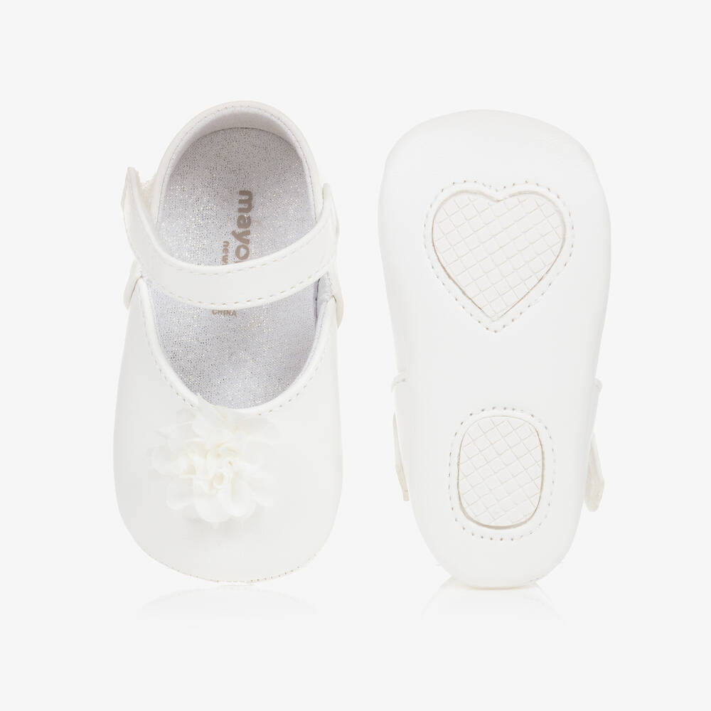 Mayoral-Baby Girls White Flower Pre-Walker Shoes | Childrensalon Outlet