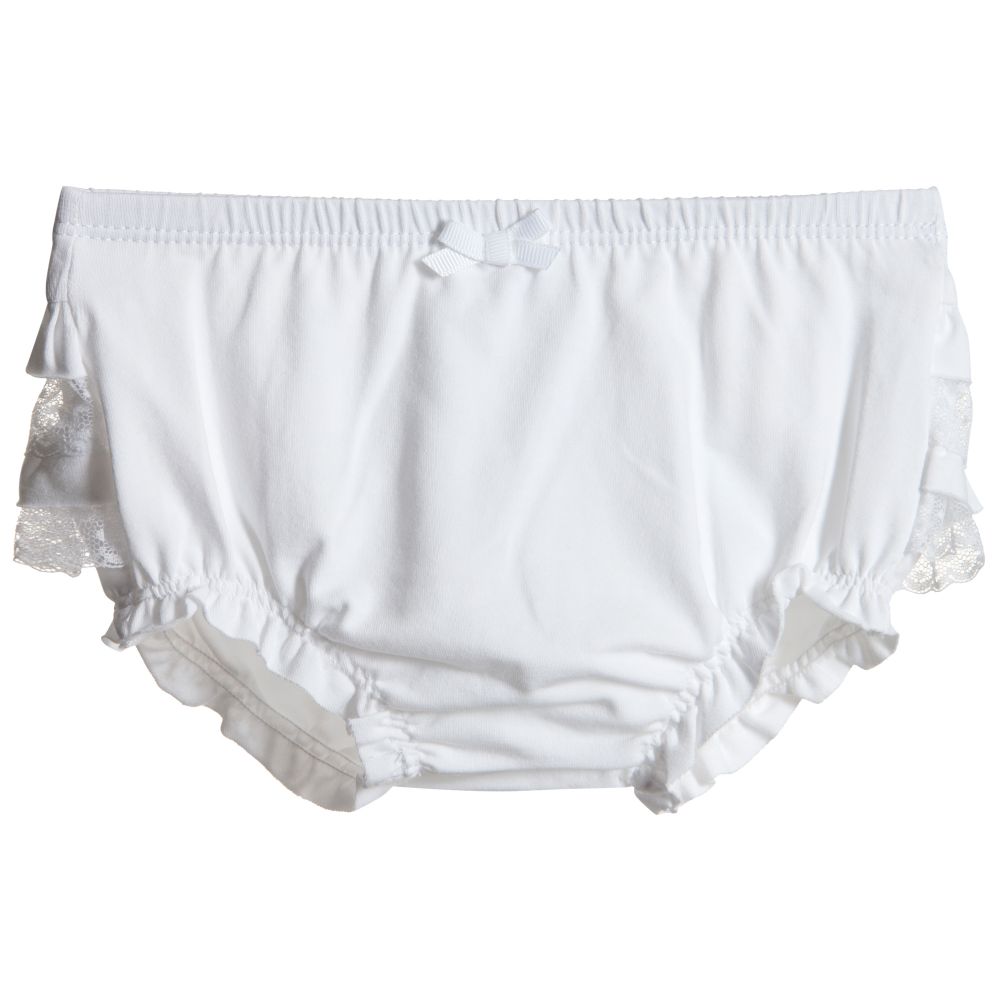 Mayoral Newborn - Baby Girls White Frilly Pants | Childrensalon