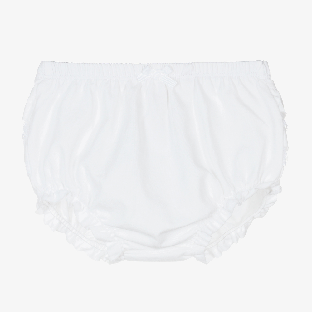 Mayoral Newborn - Baby Girls White Frilly Pants | Childrensalon