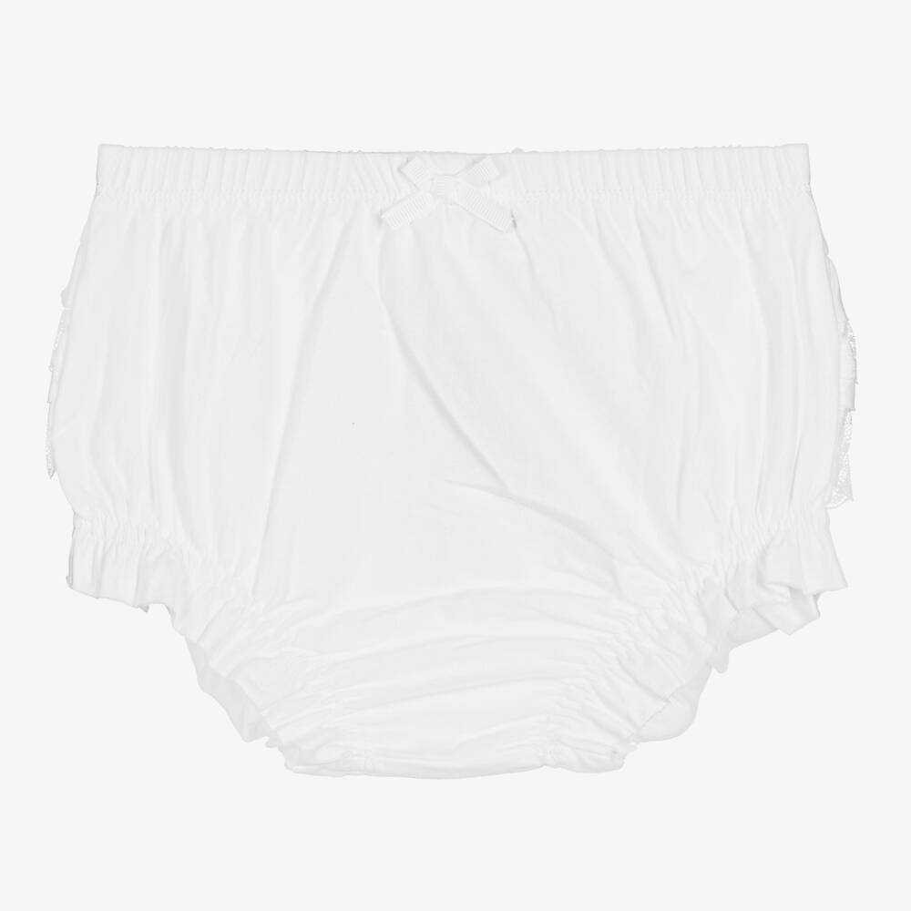 Mayoral - Baby Girls White Frilly Pants | Childrensalon