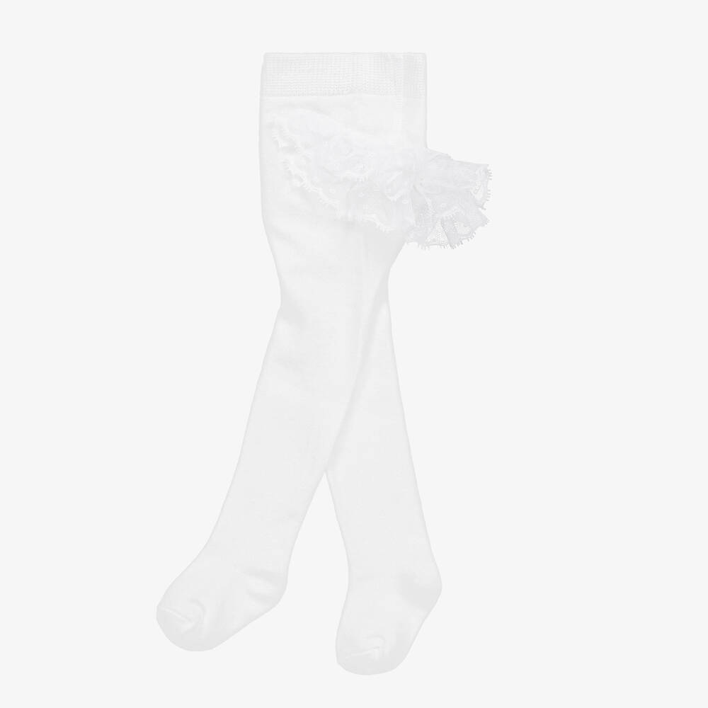 Mayoral-Baby Girls White Frilly Tights | Childrensalon Outlet