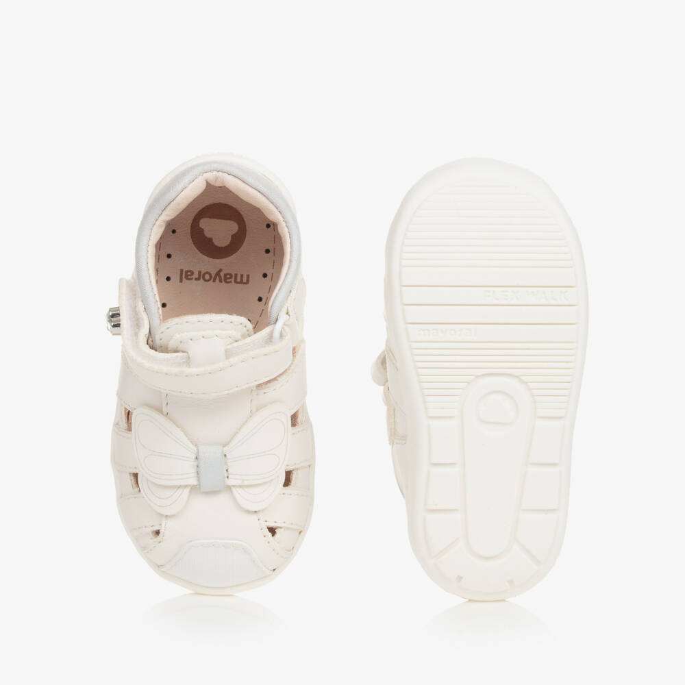 Mayoral-Baby Girls White Leather First Walker Shoes | Childrensalon Outlet