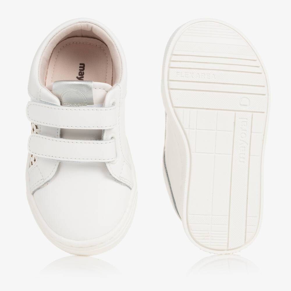 Mayoral Baby Girls White Leather Trainers Childrensalon Outlet