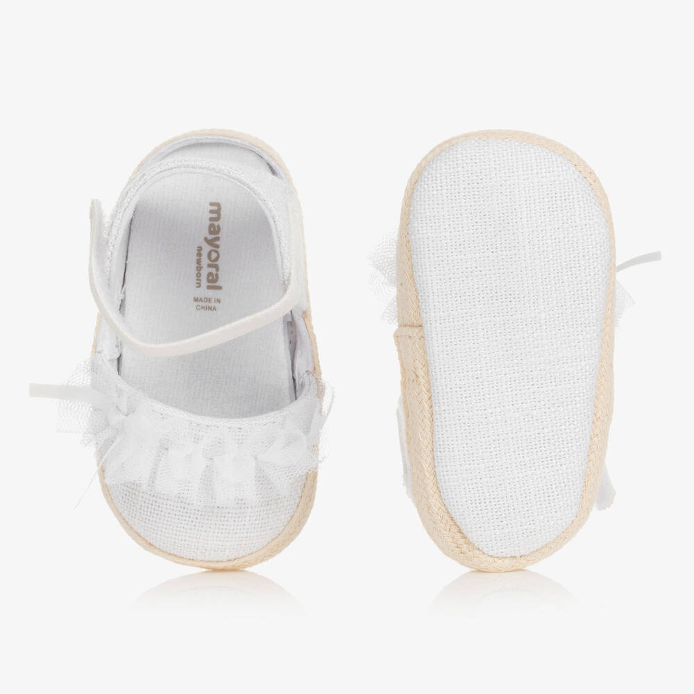 مايورال-اسبادريل كانفاس لون أبيض لمرحلة قبل المشي للمولودات | Childrensalon Outlet