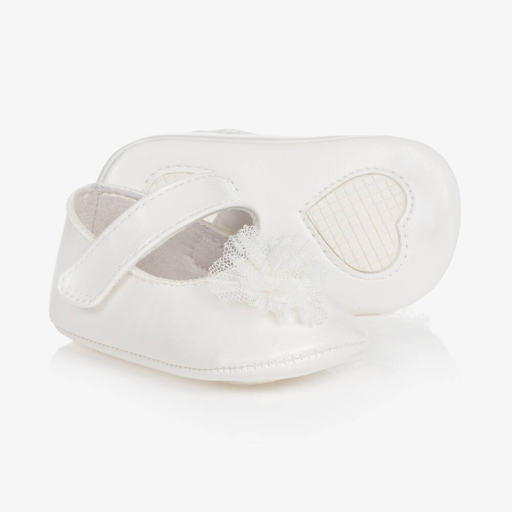Mayoral - حذاء جلد صناعي لون أبيض لمرحلة قبل المشي | Childrensalon