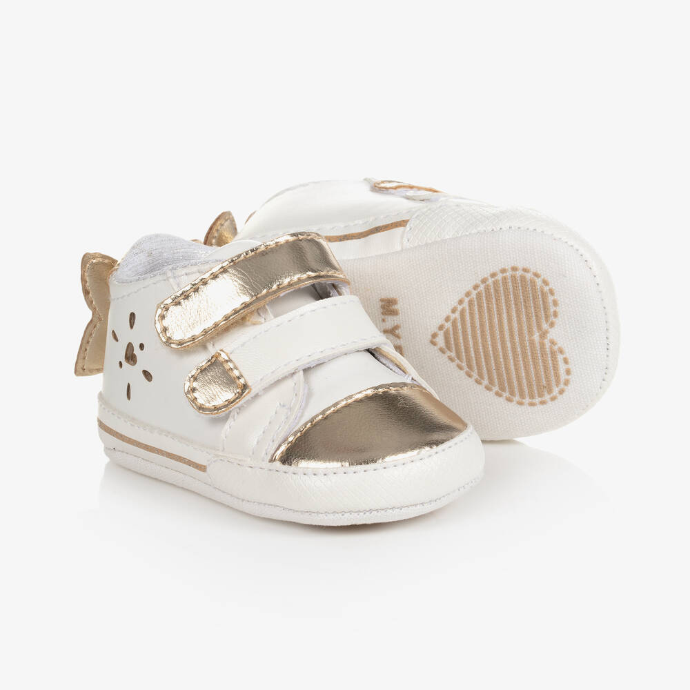 Mayoral - Baby Girls White Pre-Walker Trainers | Childrensalon