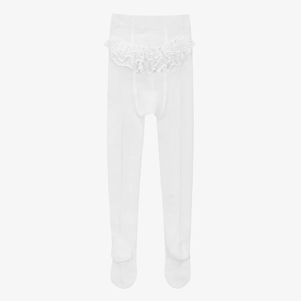 Mayoral-Baby Girls White Ruffle Tights | Childrensalon Outlet