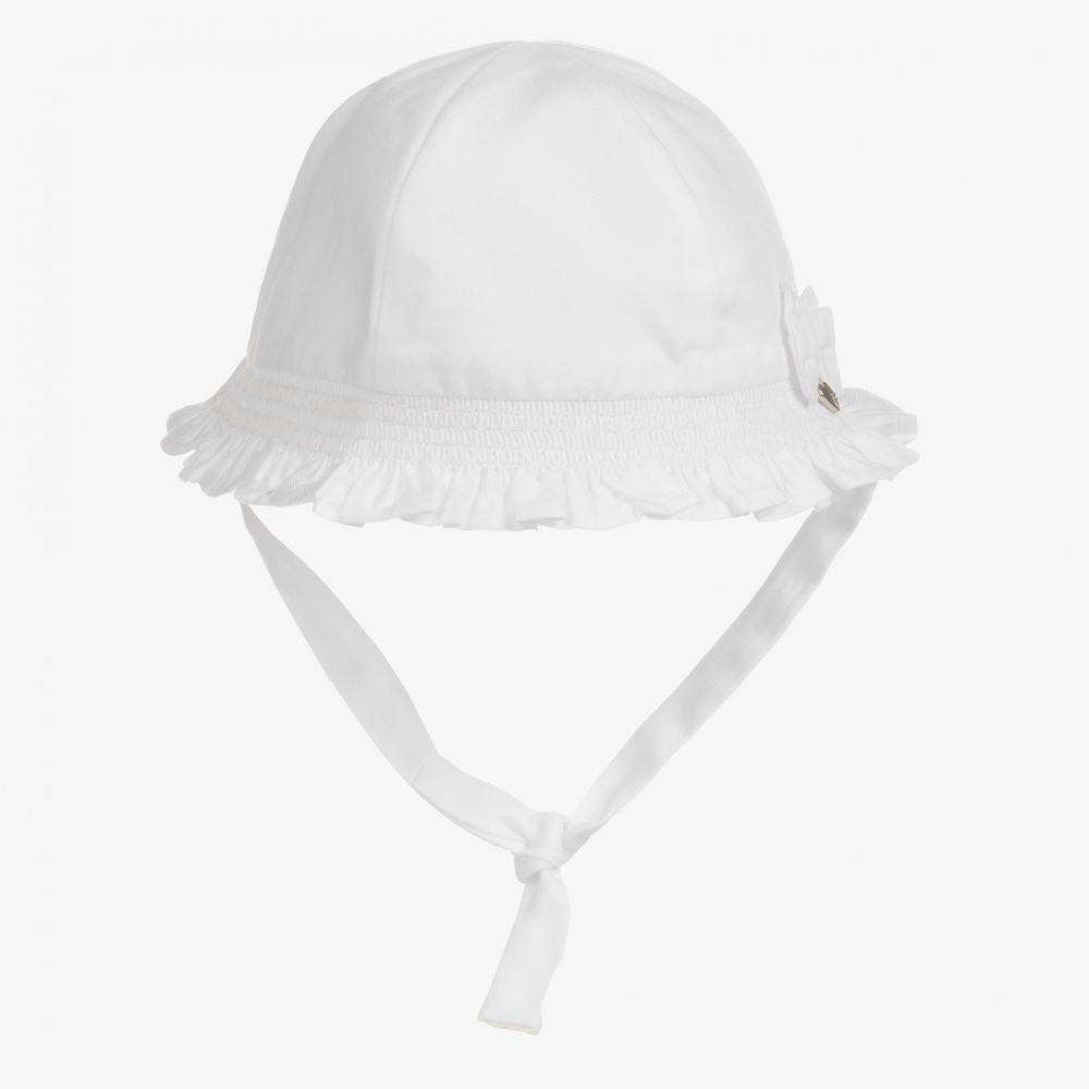 Mayoral Newborn - Baby Girls White Sun Hat  | Childrensalon