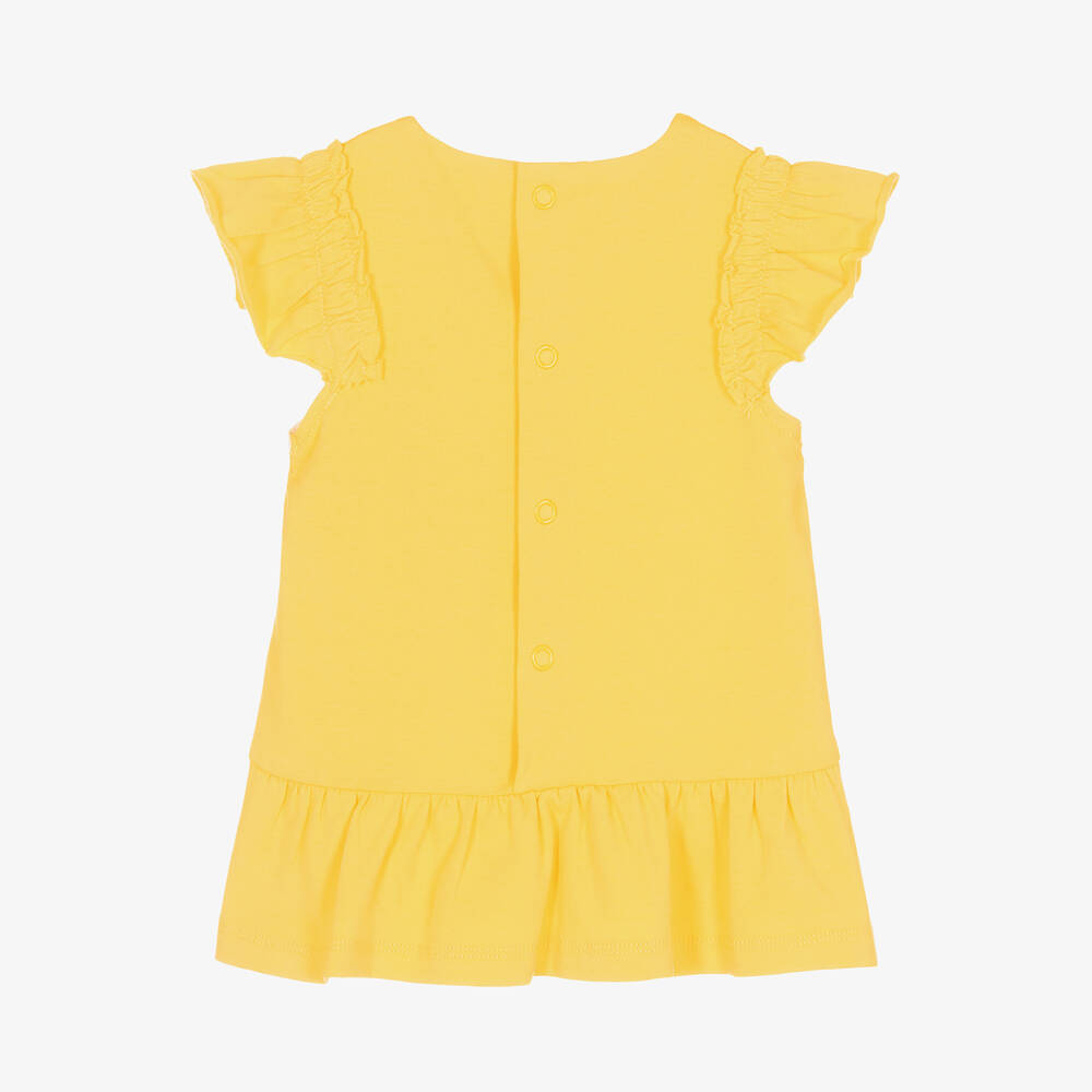 Mayoral-Baby Girls Yellow Cotton Jersey Dress | Childrensalon Outlet