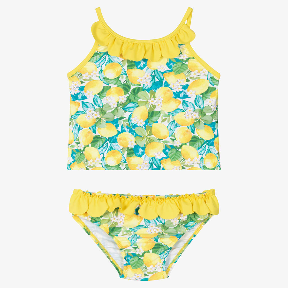 Mayoral-Baby Girls Yellow Lemon Print Tankini | Childrensalon Outlet