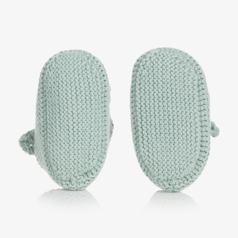 Mayoral-Baby Green Cotton Knit Booties | Childrensalon Outlet
