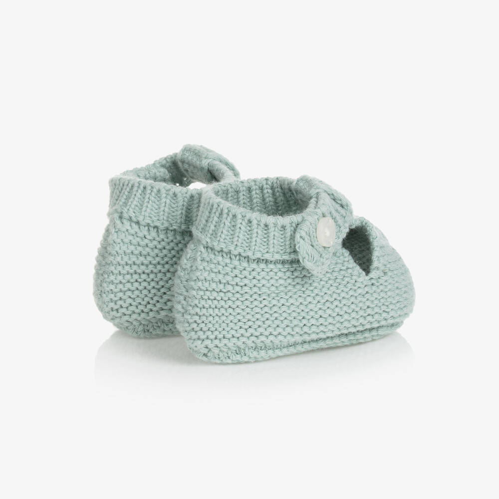 Mayoral-Baby Green Cotton Knit Booties | Childrensalon Outlet
