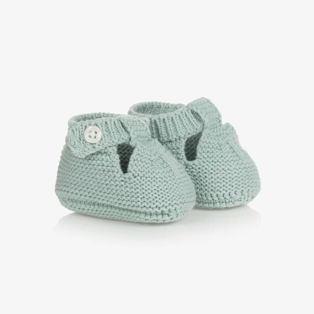 Mayoral - Baby Green Cotton Knit Booties | Childrensalon
