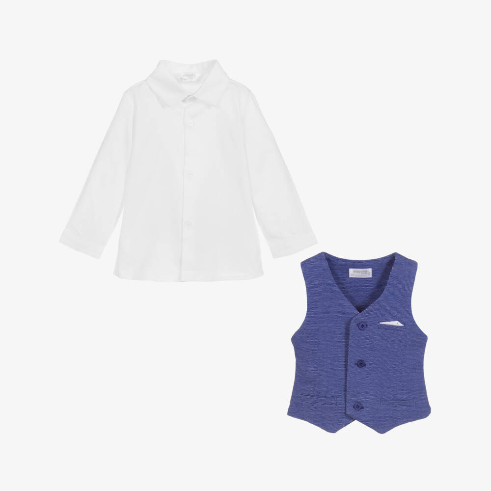 Mayoral Newborn-Baby Shirt & Waistcoat Set | Childrensalon Outlet
