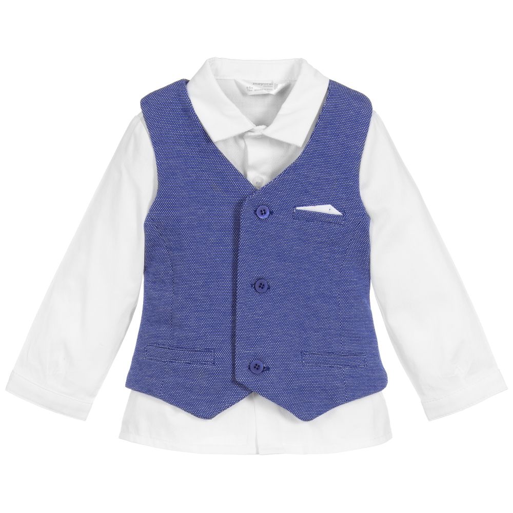 Mayoral Newborn - Baby Shirt & Waistcoat Set | Childrensalon