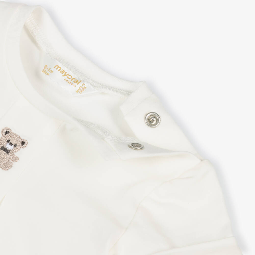 Mayoral Newborn-Beige Bear Shorts Set | Childrensalon Outlet