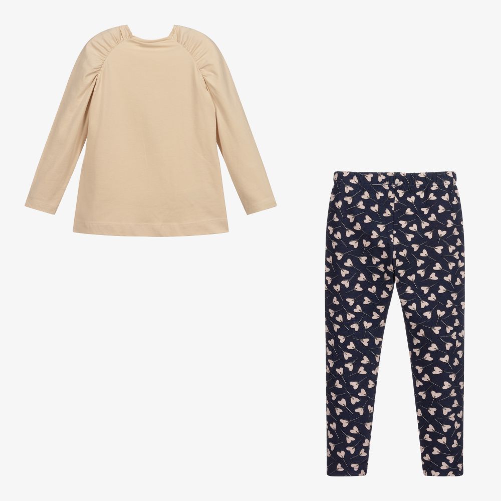 Mayoral-Бежево-синий комплект с легинсами | Childrensalon Outlet