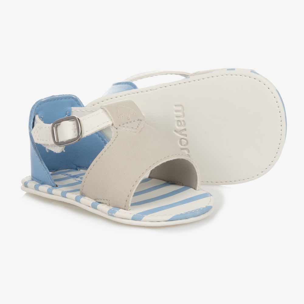 Mayoral Newborn-Beige & Blue Pre-Walker Sandals | Childrensalon Outlet