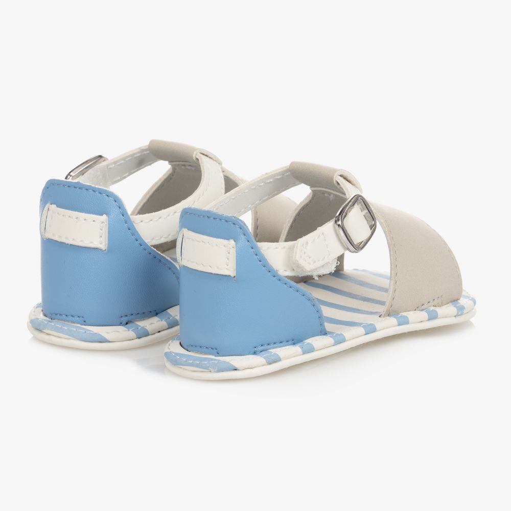 مايورال Newborn-صندل جلد صناعي لون بيج وأزرق لمرحلة قبل المشي للمواليد | Childrensalon Outlet