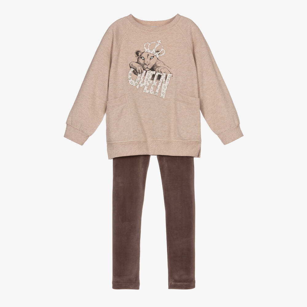 Mayoral-Beige & Brown Leggings Set | Childrensalon Outlet