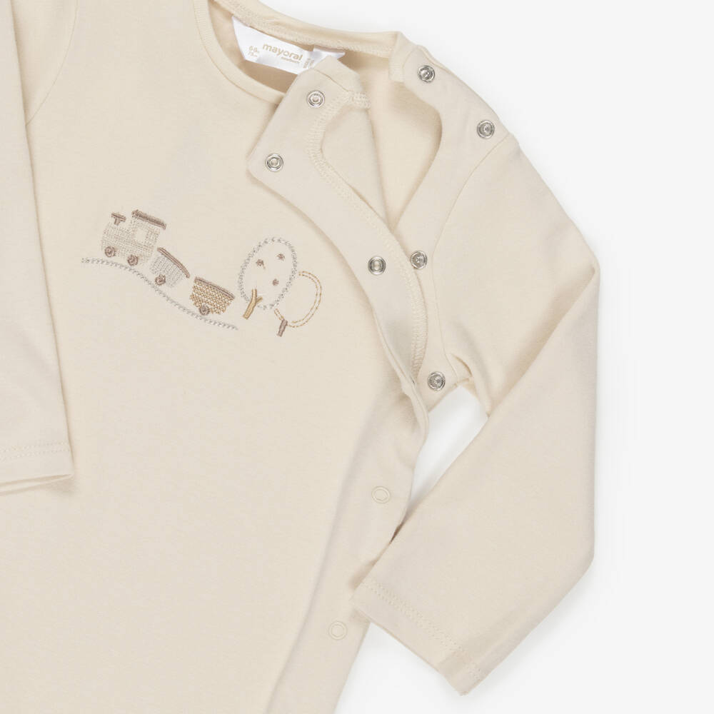 Mayoral Newborn-Beige Cars 2 Pack Babygrow Set | Childrensalon Outlet