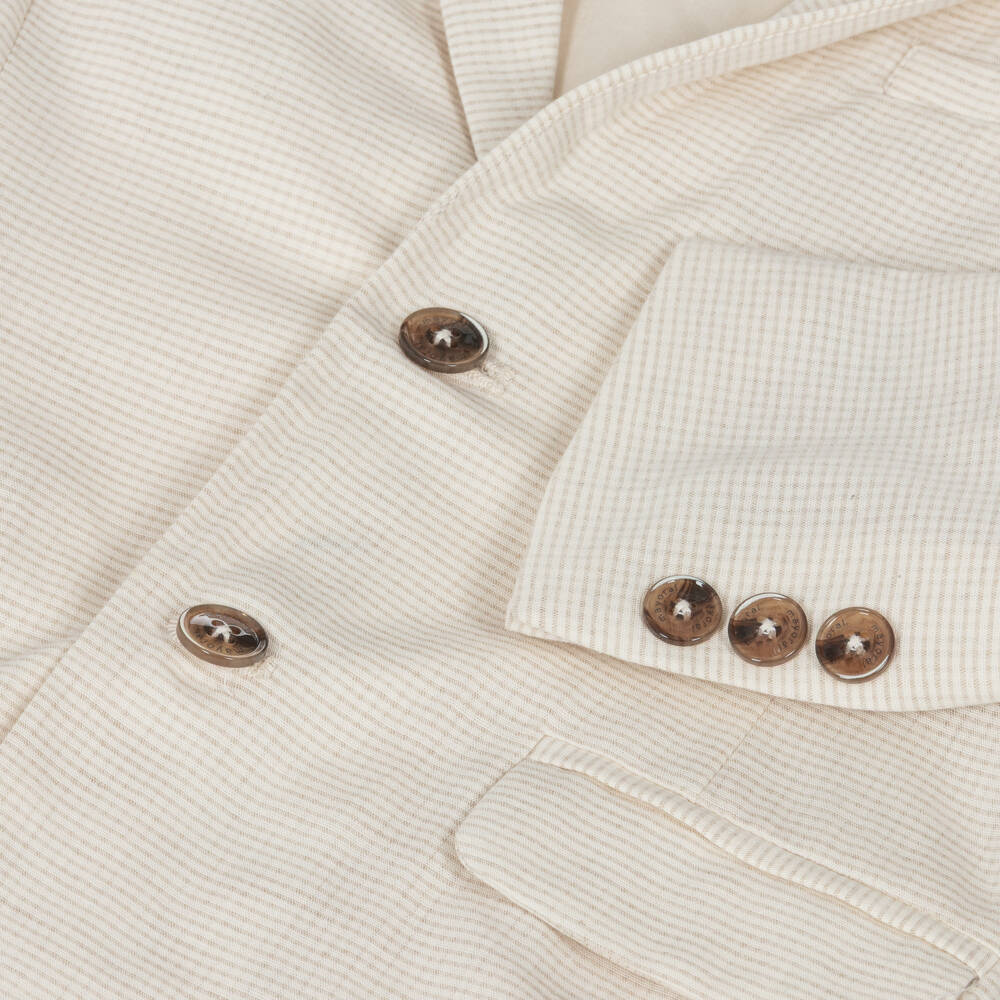 Mayoral-Beige Check Linen Blazer | Childrensalon Outlet