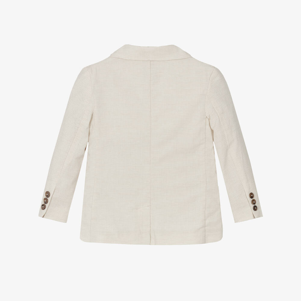 Mayoral-Beige Check Linen Blazer | Childrensalon Outlet