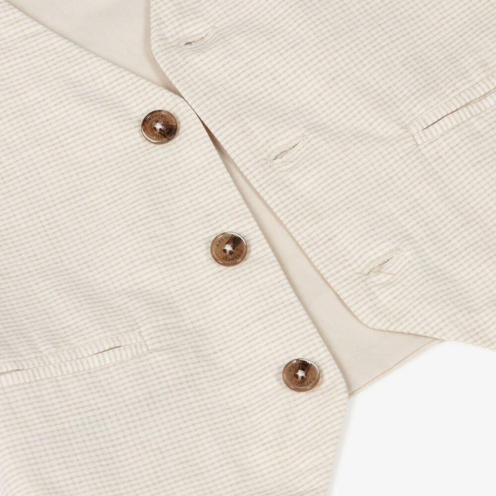 Mayoral-Beige Check Linen Waistcoat | Childrensalon Outlet