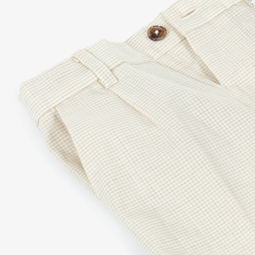 Mayoral-Beige Check Shorts | Childrensalon Outlet