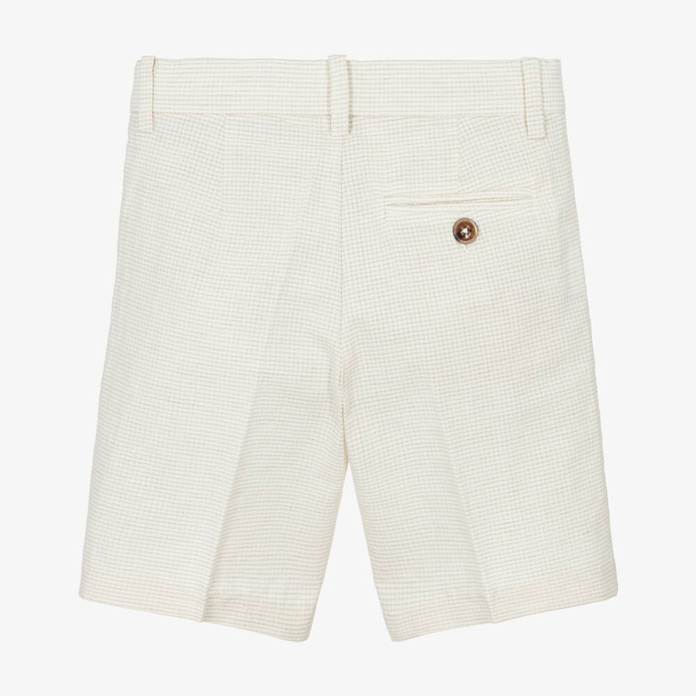 Mayoral-Beige Check Shorts | Childrensalon Outlet
