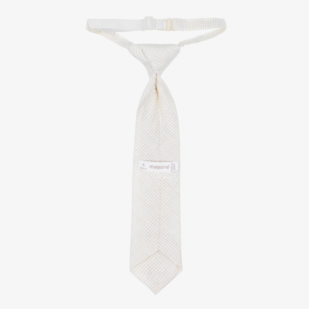 Mayoral-Beige Check Tie | Childrensalon Outlet
