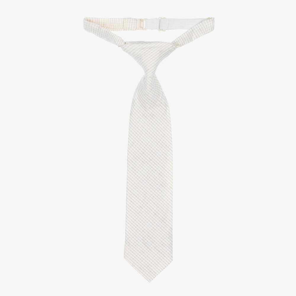 Mayoral-Beige Check Tie | Childrensalon Outlet