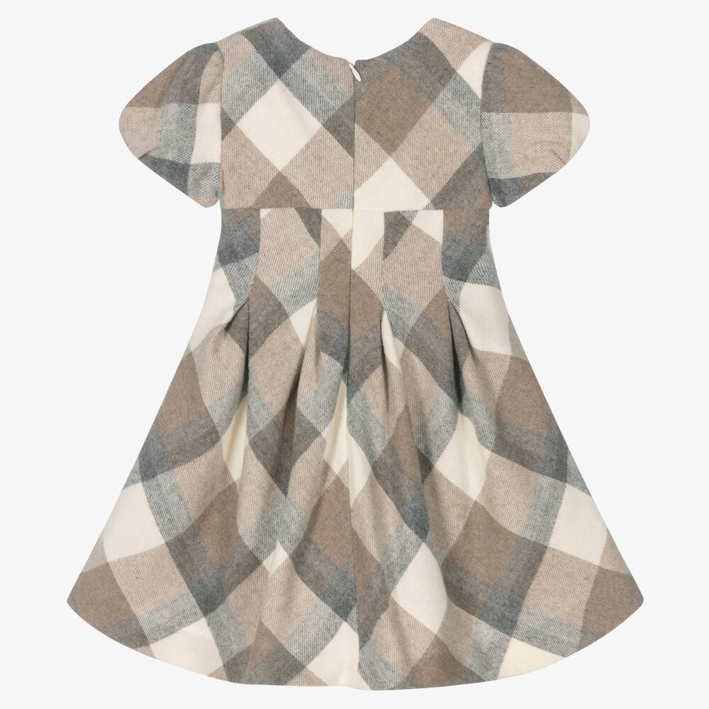 Mayoral-Бежевое платье из смесовой шерсти в клетку | Childrensalon Outlet