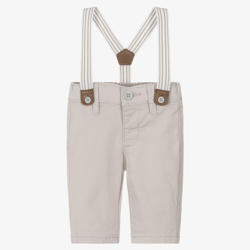 Mayoral Newborn-Beige Chino Trouser With Braces | Childrensalon Outlet