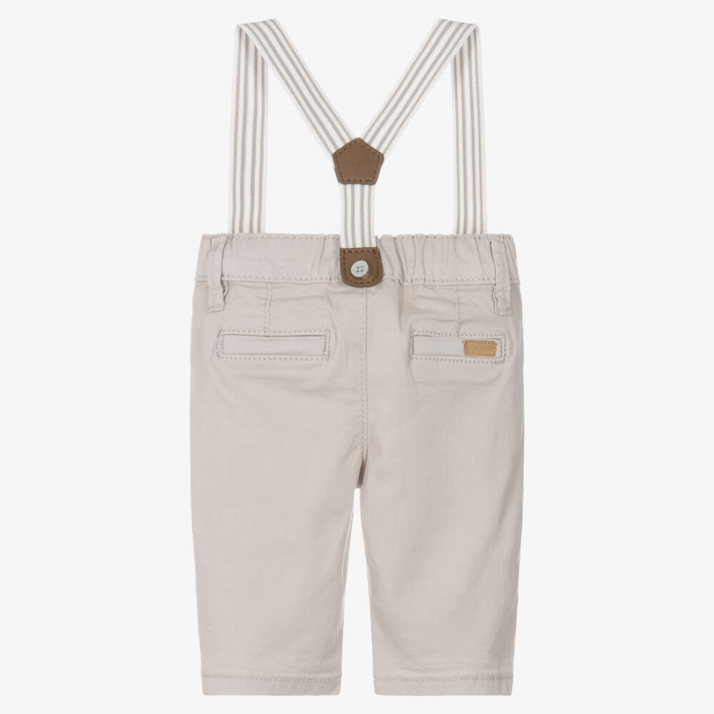 Mayoral Newborn-Beige Chino Trouser With Braces | Childrensalon Outlet