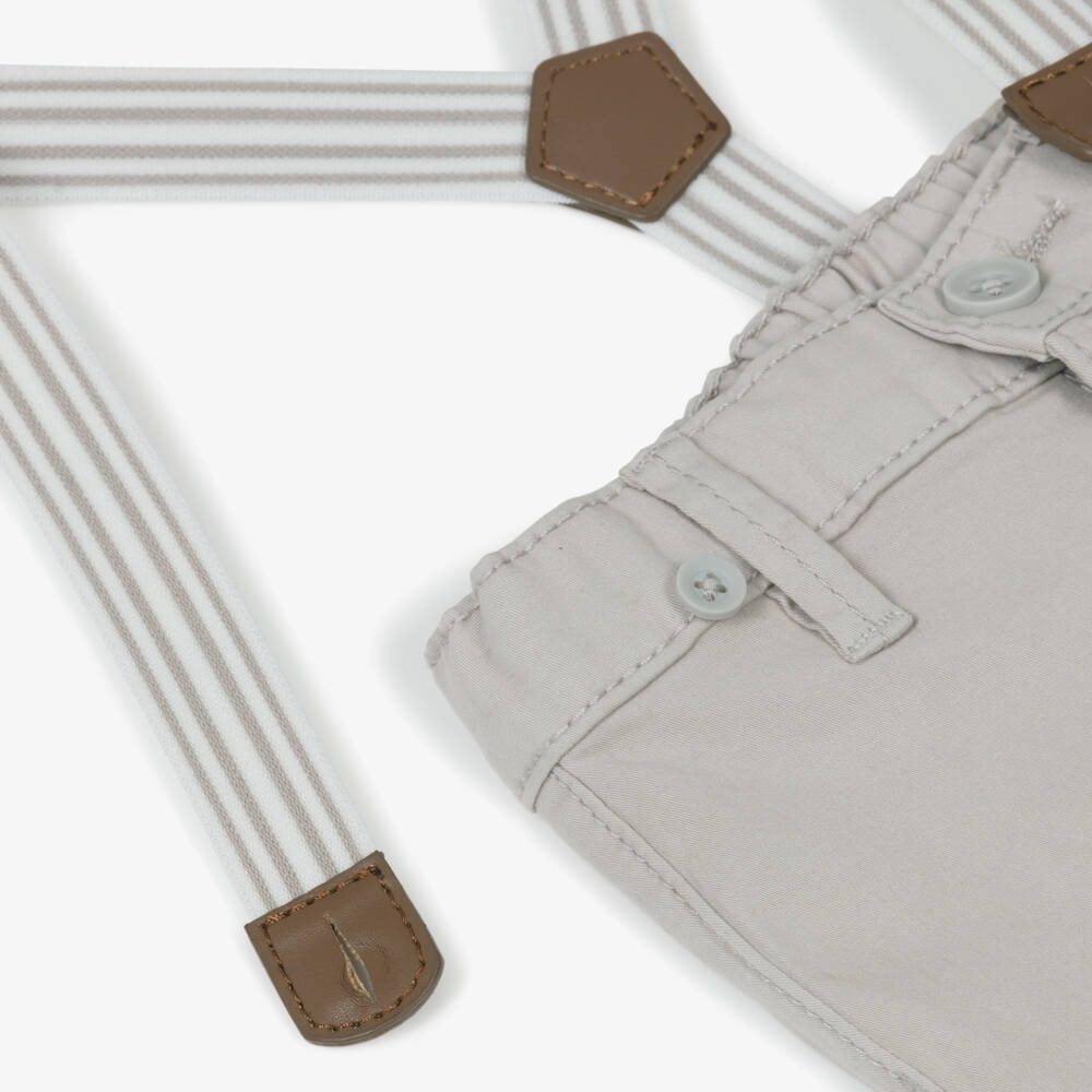 Mayoral Newborn-Beige Chino Trouser With Braces | Childrensalon Outlet
