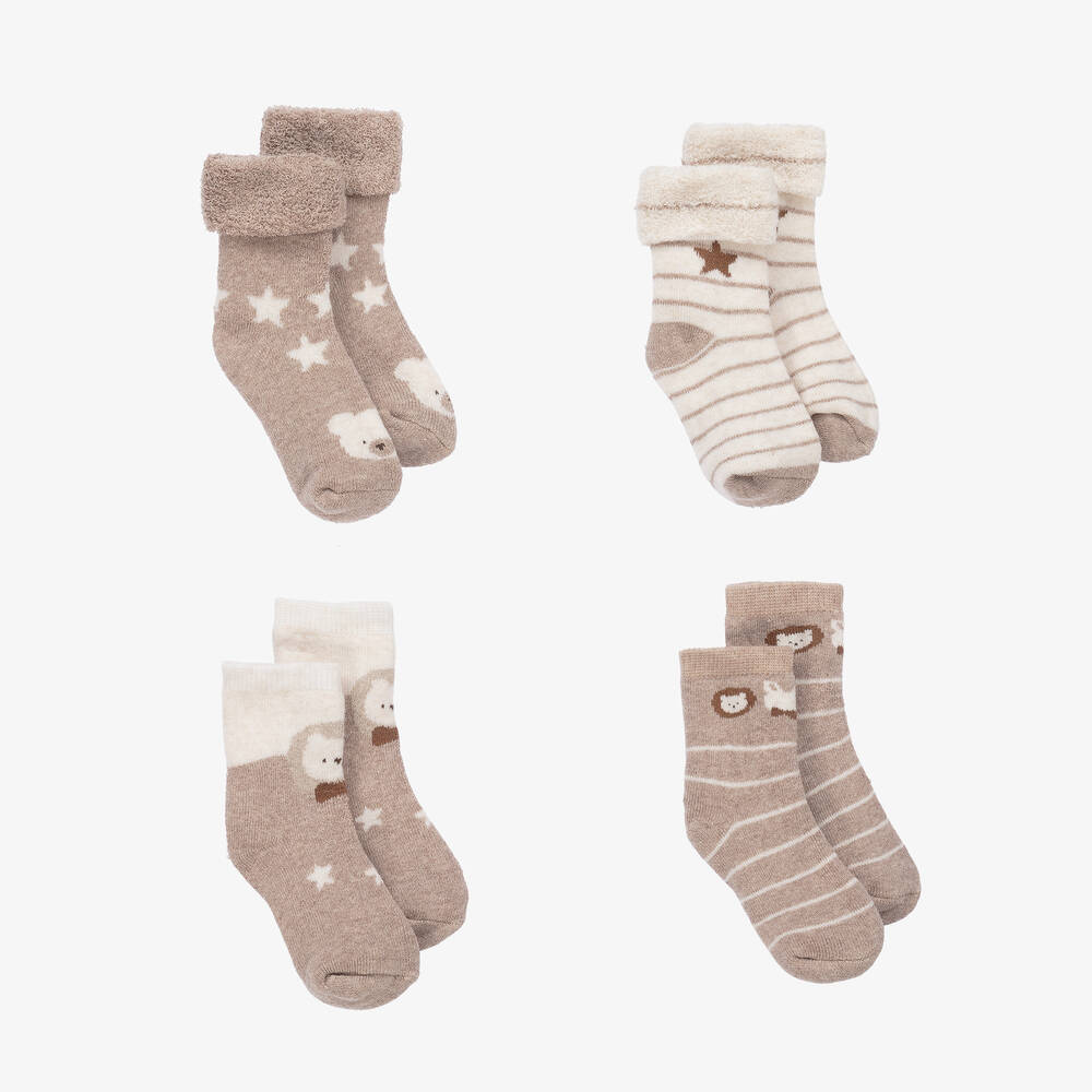 Mayoral - Бежевые хлопковые носки (4пары) | Childrensalon