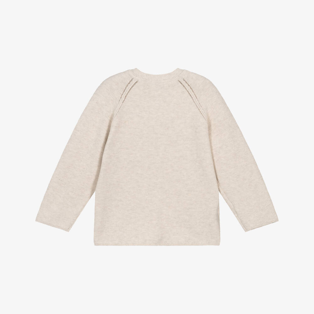 Mayoral-Beige Cotton Knit Boys Cardigan | Childrensalon Outlet
