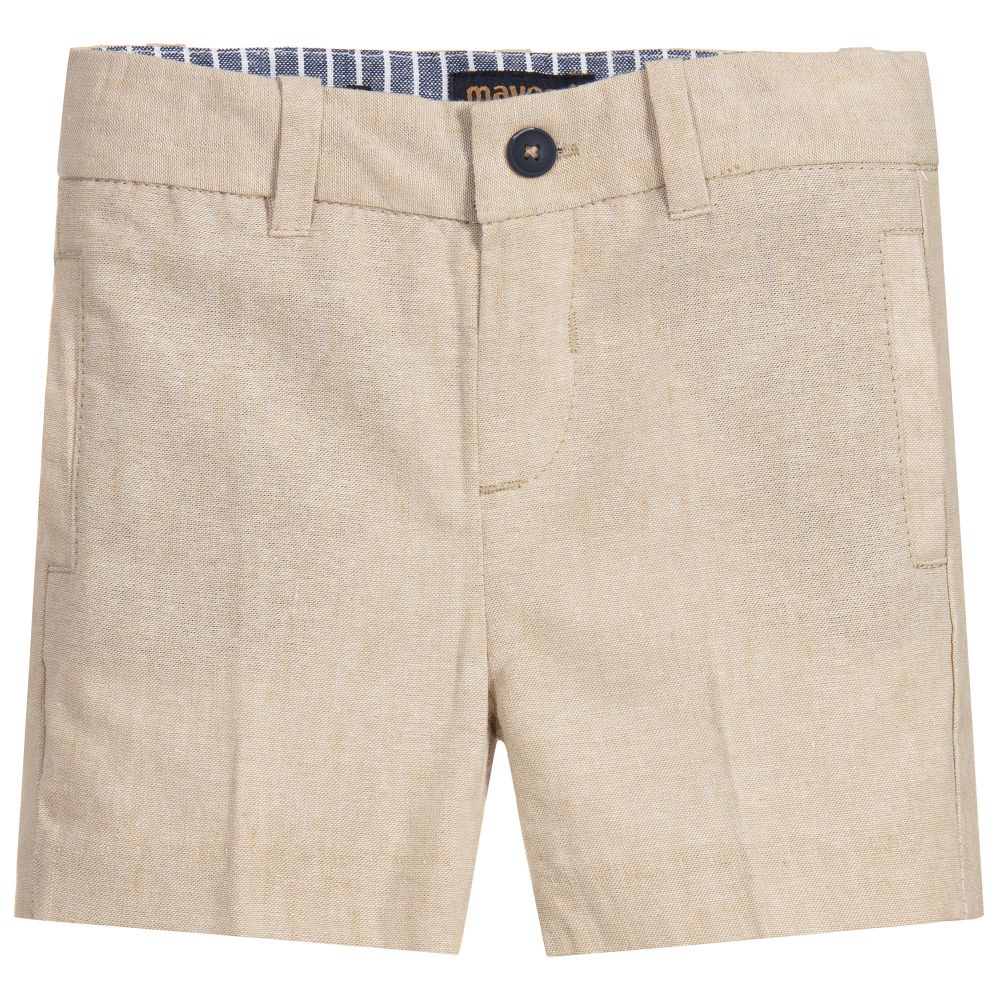 Mayoral - Beige Cotton & Linen Shorts | Childrensalon